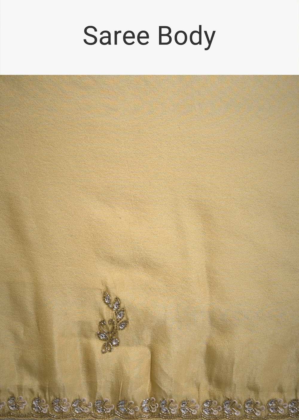 Gold Tissue Saree With Cutdana Embellished Border