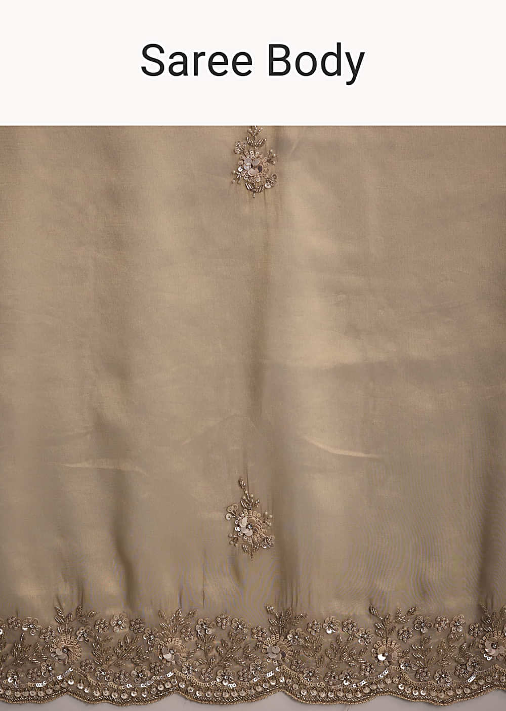 Gold Tissue Saree With Stone And Bead Embroidery