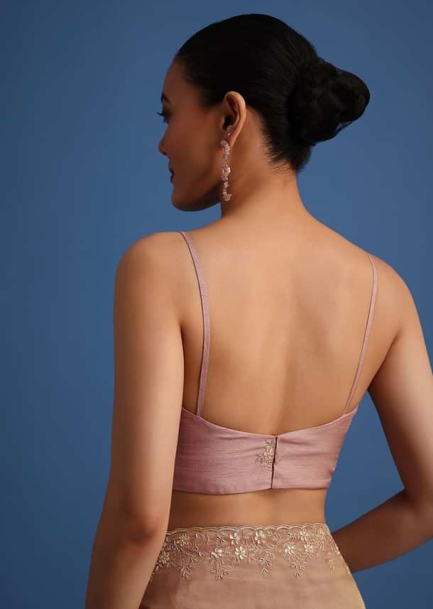 Gold Tissue Saree With Stones And Cutdana Embroidered Border