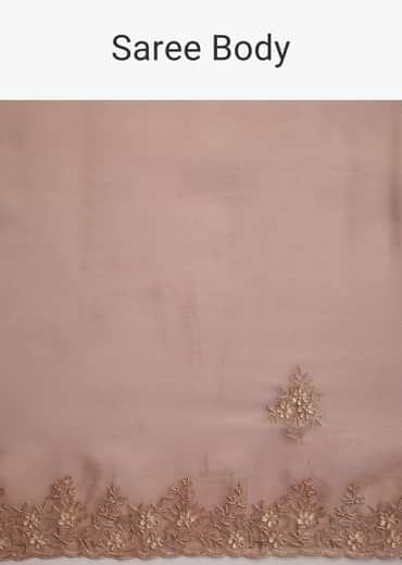 Gold Tissue Saree With Stones And Cutdana Embroidered Border