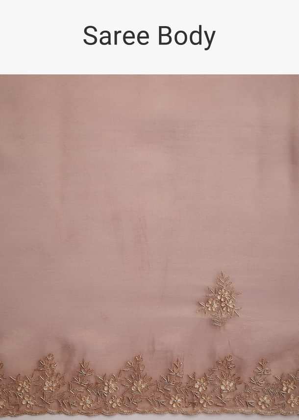 Gold Tissue Saree With Stones And Cutdana Embroidered Border