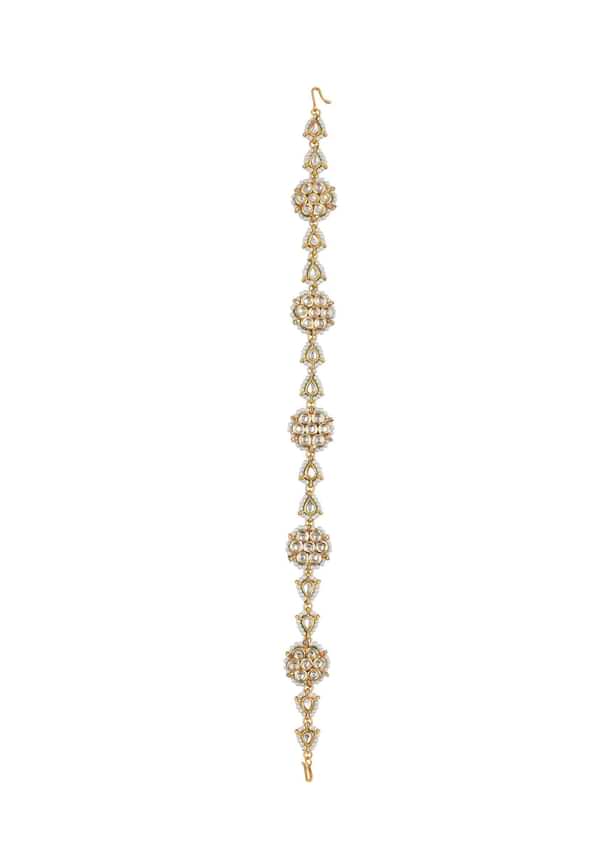 Gold Tone Mathapatti In Pearl And Kundan Gold Tone Mathapatti In Pearl And Kundan