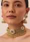 Gold Tone Temple Choker With Jhumkis And Meenakari Detail