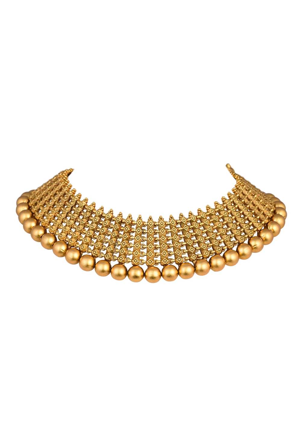 Gold Tone Temple Necklace With Layered Earrings