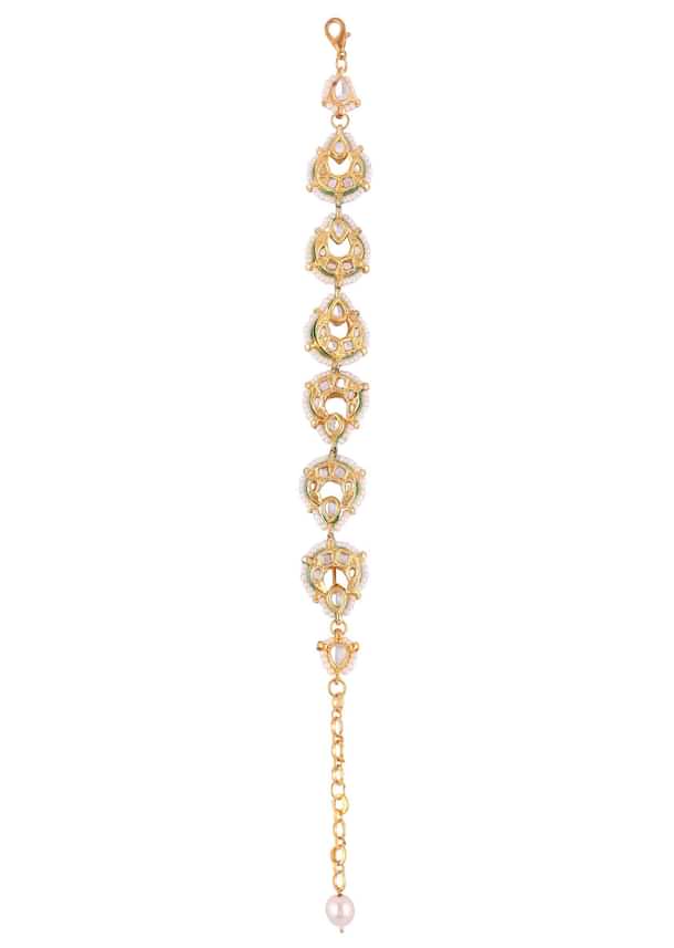 Gold Toned Kundan And Pearl Bracelet