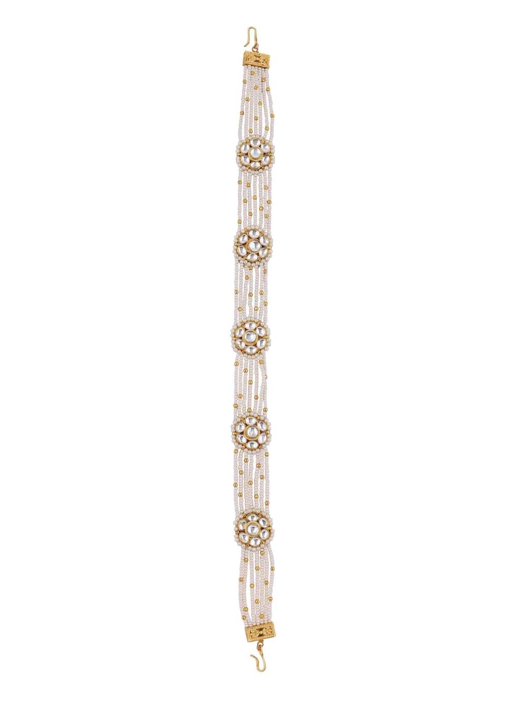 Gold Toned Mathapatti With Kundan And Pearls