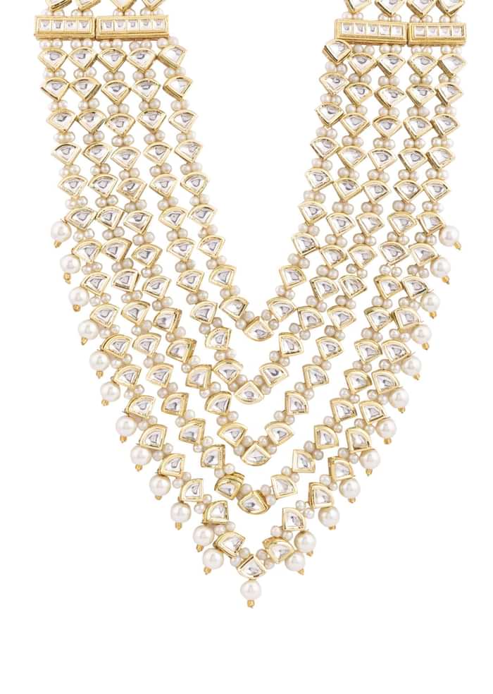 Gold Toned Multi Layered Kundan Mala