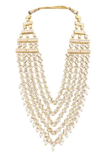 Gold Toned Multi Layered Kundan Mala