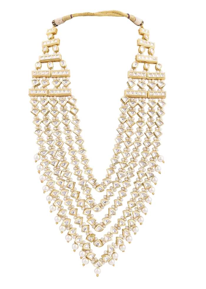 Gold Toned Multi Layered Kundan Mala