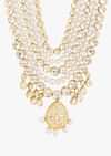 Gold Toned Multi Layered Pearl And Kundan Mala