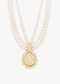 Gold Toned Multi Layered Pearl Mala With Kundan Centre Piece