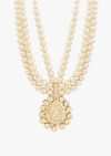 Gold Toned Pearl Mala With Kundan Centre Piece