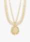 Gold Toned Pearl Mala With Kundan Centre Piece