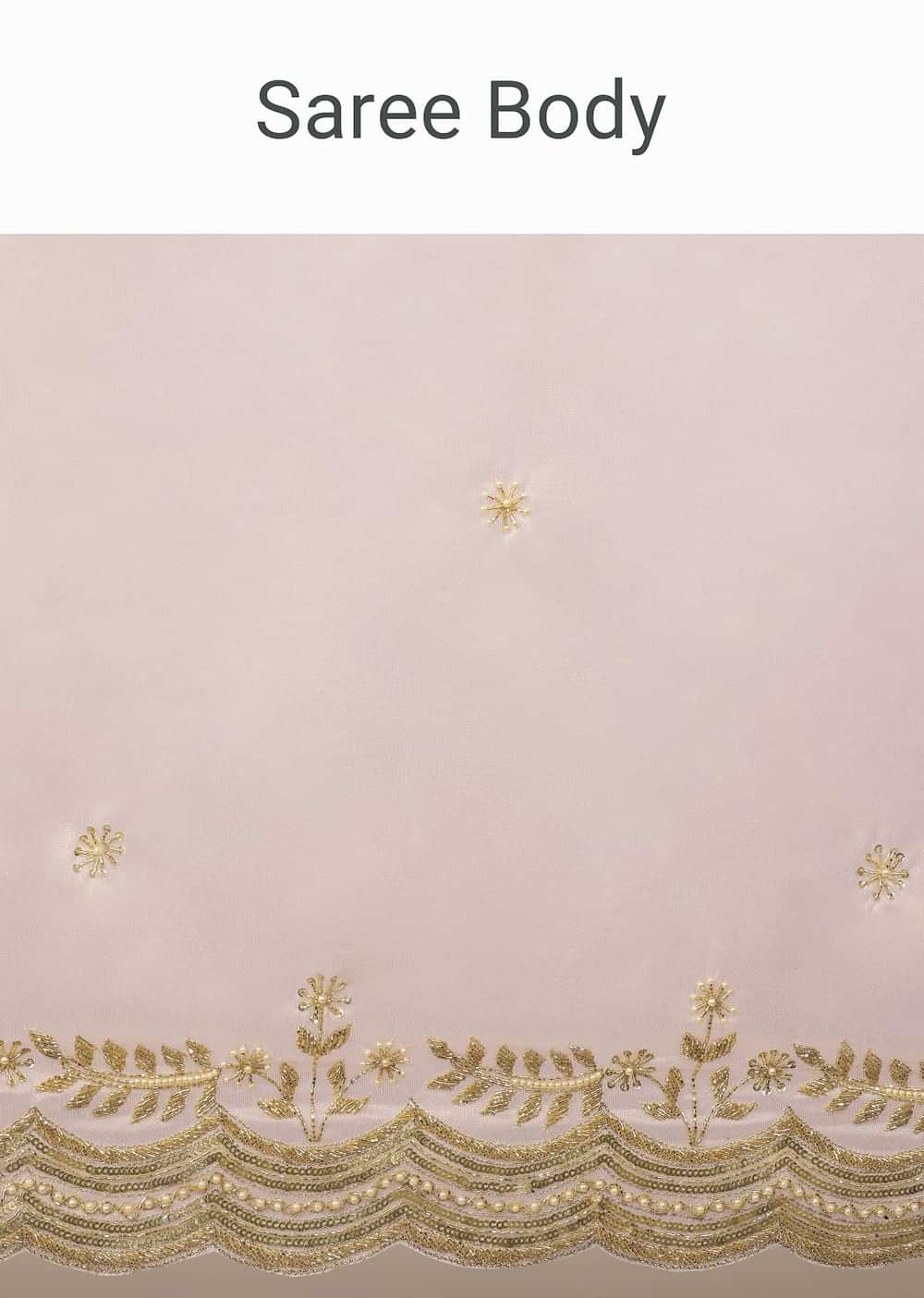 Peach Tissue Saree With Cut Dana Embroidered Borders