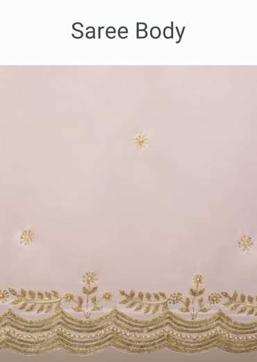 Peach Tissue Saree With Cut Dana Embroidered Borders