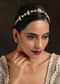 Gold Varini Headband With Severl Kundan Units Lined With Pearls By Paisley Pop
