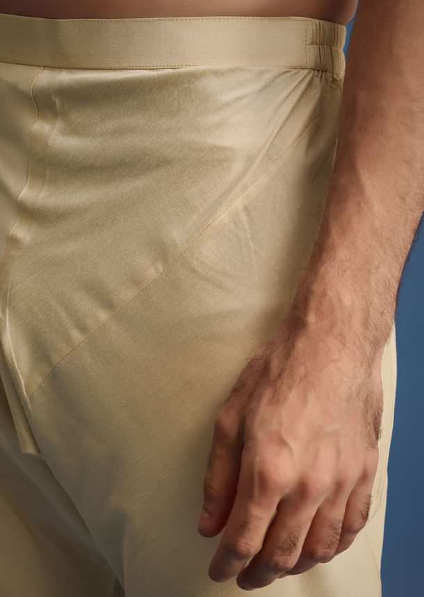 Gold Zari Embroidered Sherwani Suit With Mandarin Collar