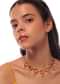 Golden Chocker Infused With Ochre Stones And Pearl Tassels