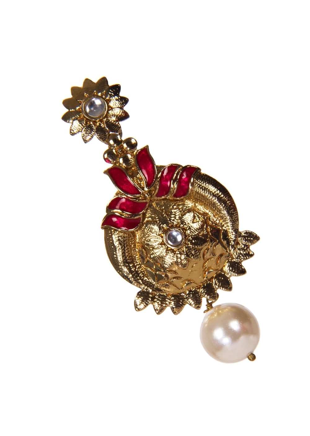 Golden Drop Earrings Crafted In Pink  Gemstones only on Kalki