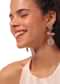 Golden Earrings With Semi-Precious Stones In A Geometric Shape