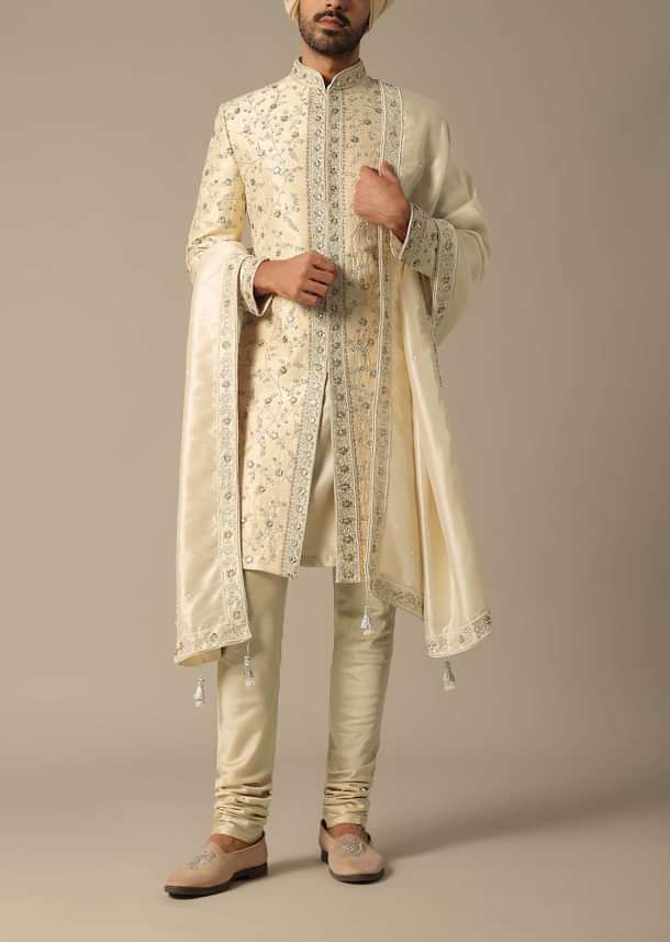 Golden Embroidery Sherwani Set