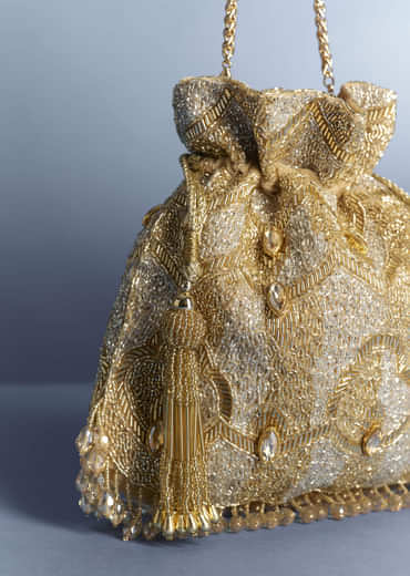 Golden Pearl Embellished Potli