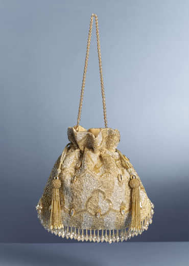 Golden Pearl Embellished Potli