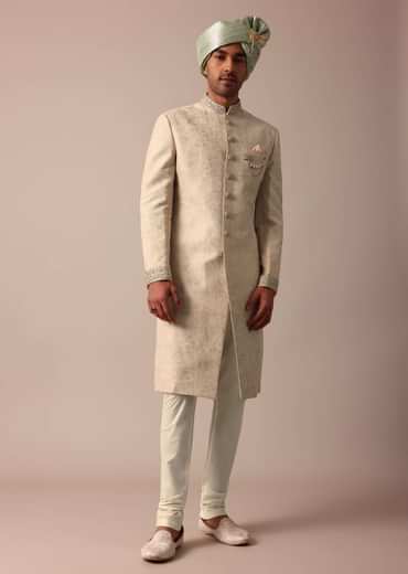 Golden Sherwani Set With Exquisite Embroidery Work