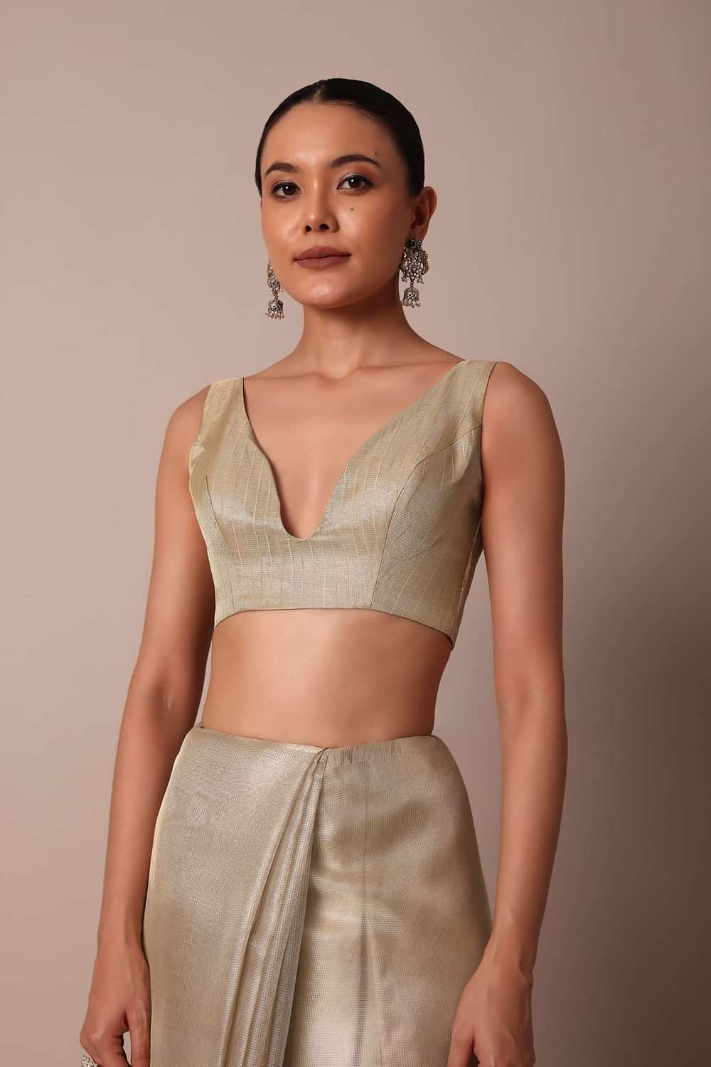 Golden Silk Saree With Exquisite Resham Thread Butti Work