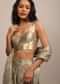 Golden Sleeveless Blouse In Gold Brocade With A V-Neckline