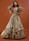 Gold Toned Embroidery Gown With Ruffle Sleeves - NOOR 2022
