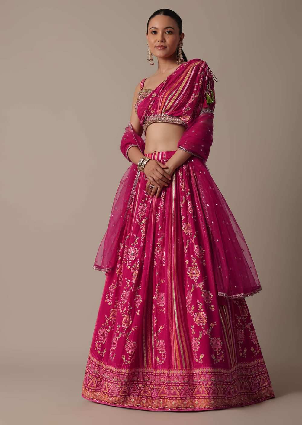 Graceful Pink Lehenga Set With Sequin Embroidery