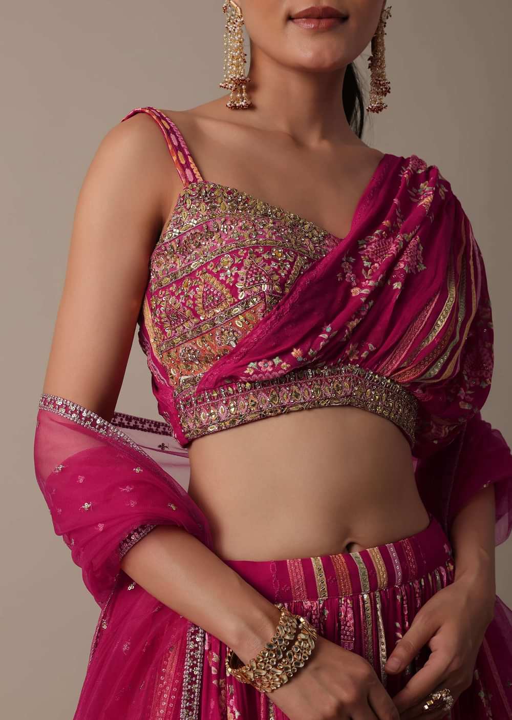 Graceful Pink Lehenga Set With Sequin Embroidery
