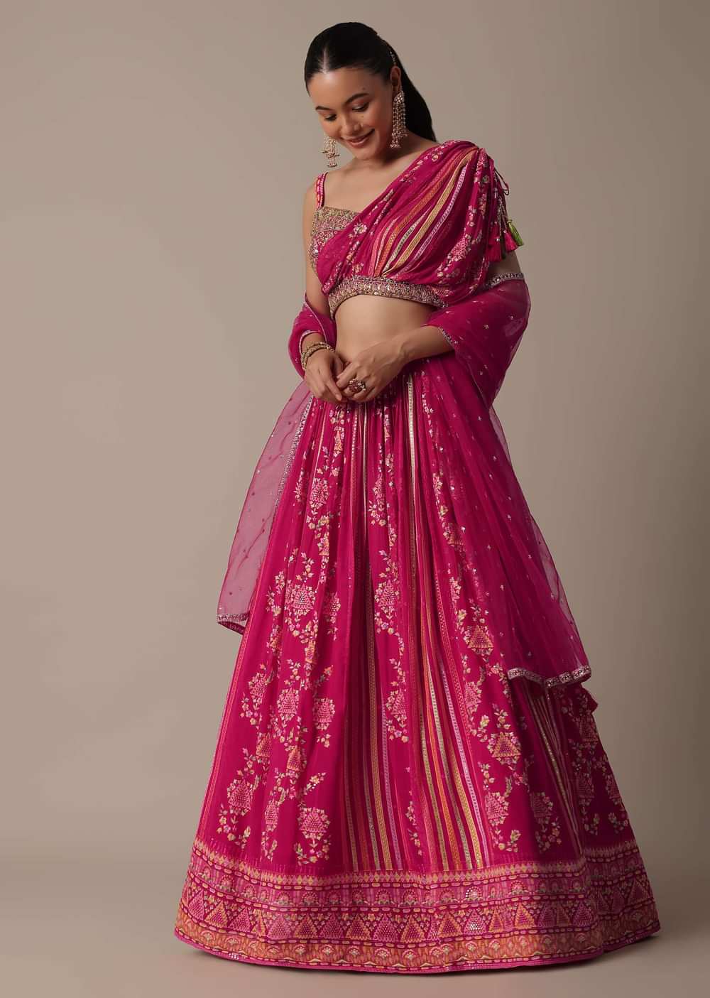 Graceful Pink Lehenga Set With Sequin Embroidery