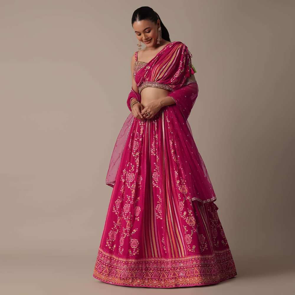 Graceful Pink Lehenga Set With Sequin Embroidery