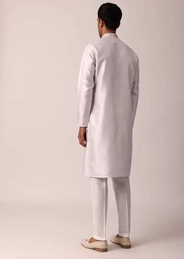 Graceful Pink Silk Kurta Set For Men