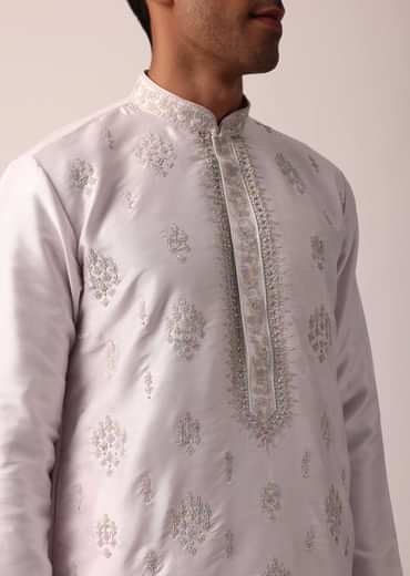 Graceful Pink Silk Kurta Set For Men