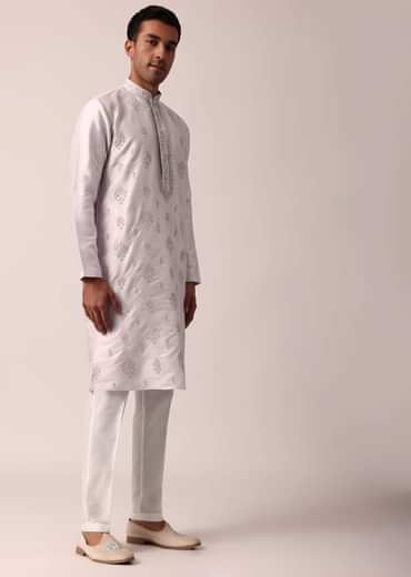 Graceful Pink Silk Kurta Set For Men