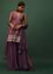 Grape Purple Georgette Sharara And Peplum Top Set With Zari And Cutdana Embroidery