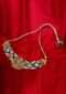 Green and white pearl base traditional chocker with kundan pendant only on kalki