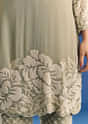 Green Beaded Kurta Pant Set With Dupatta In Georgette