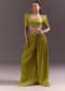 Green Blouse Palazzo Suit With Hand Embroidery And Sling Bag