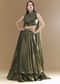 Green Bridesmaid Organza Lehega with Cowl Blouse