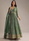 Green Chinon Printed Anarkali Suit With Heavy Embroidery