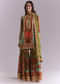 Green Crepe Printed Sharara Suit With Gota Detail And Potli