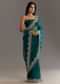 Green Embellished Tissue Saree With Embroidered Cutdana Sequin Border