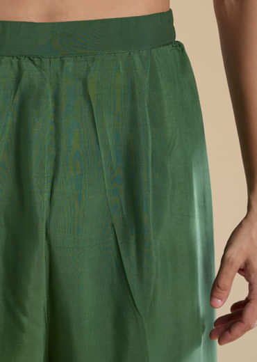 Green Kalamkari Mens Kurta and Pant Set