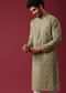 Green Kurta Set In Silk with Sequin Work