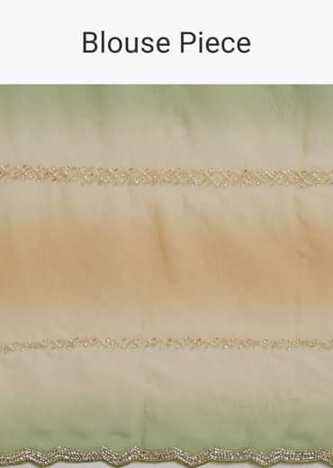 Green Orange Shaded Soft Organza Saree With Cutdana Embroidery And Stone Embellishment