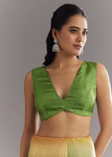 Green Orange Shaded Soft Organza Saree With Cutdana Embroidery And Stone Embellishment